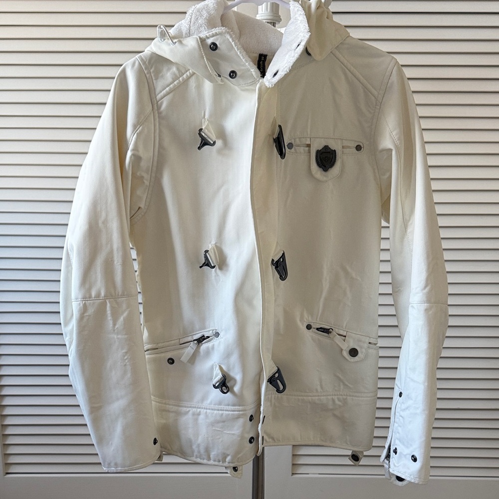 Burton White Hooded Ski Jacket